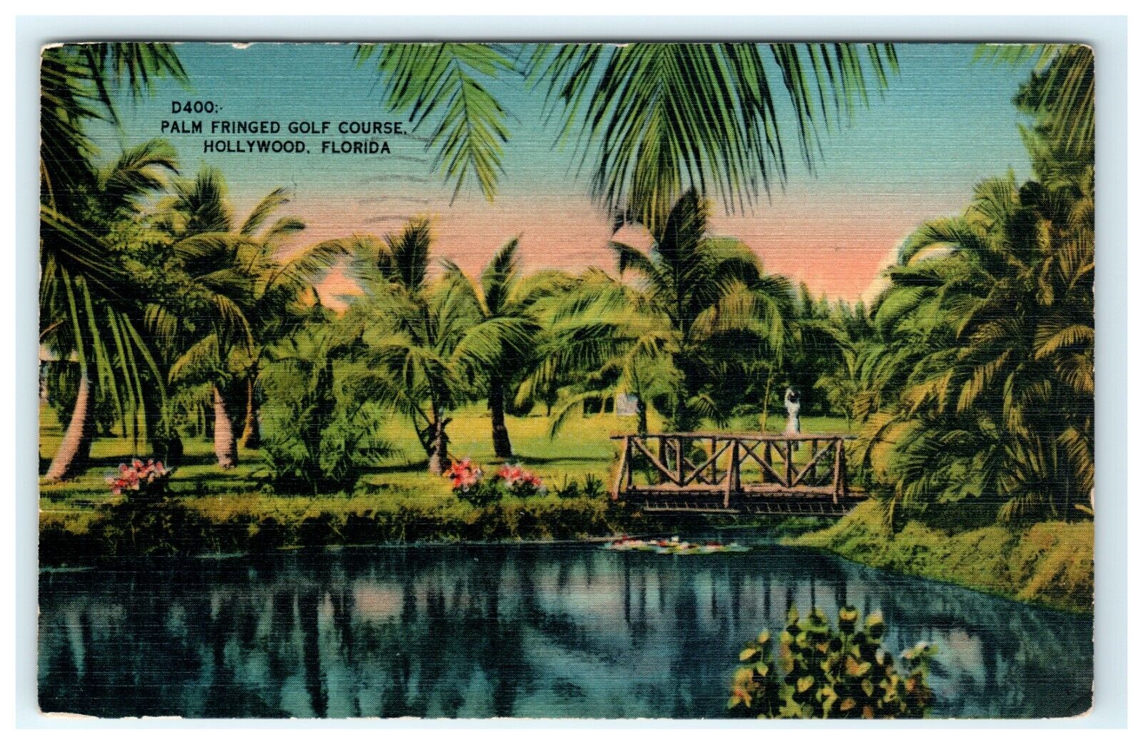 1946 Palm Fringed Golf Course Hollywood FL Florida Early Postcard