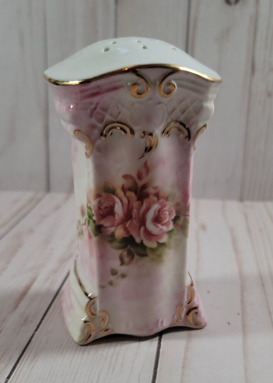 Vtg Betty Planter Porcelain Treasures Hand Painted Powder Dispenser Pink Roses