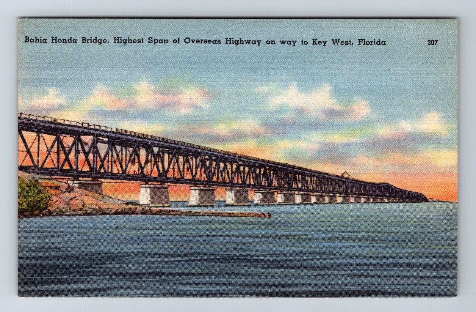 Key West FL-Florida, Bahia Honda Bridge, Overseas Highway, Vintage Postcard