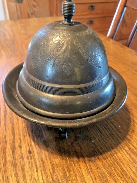 Antique footed Pewter Butter Dish Holder Keeper Dome Ornate 1800\'s Circle Mark
