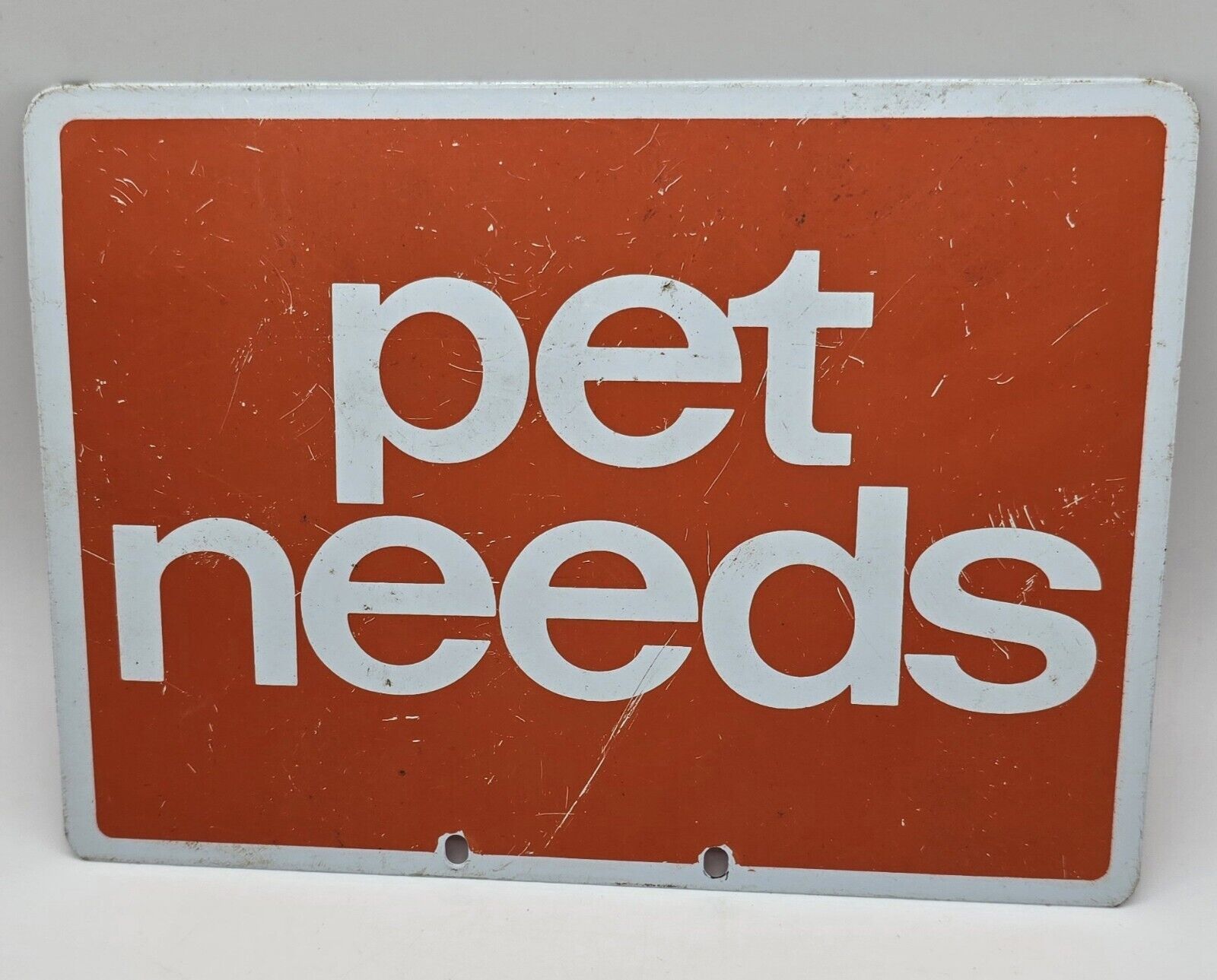 Rare Vintage Porcelain Over Metal Double Sided Pet Needs Advertising Sign Topper