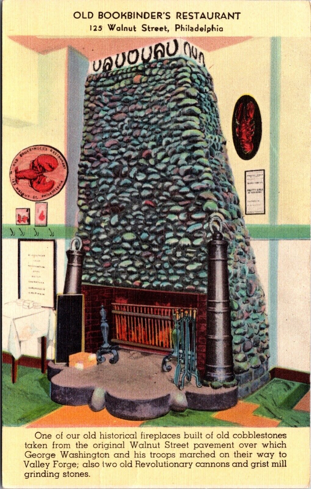 Linen Postcard Old Bookbinder\'s Restaurant in Philadelphia, Pennsylvania~135754