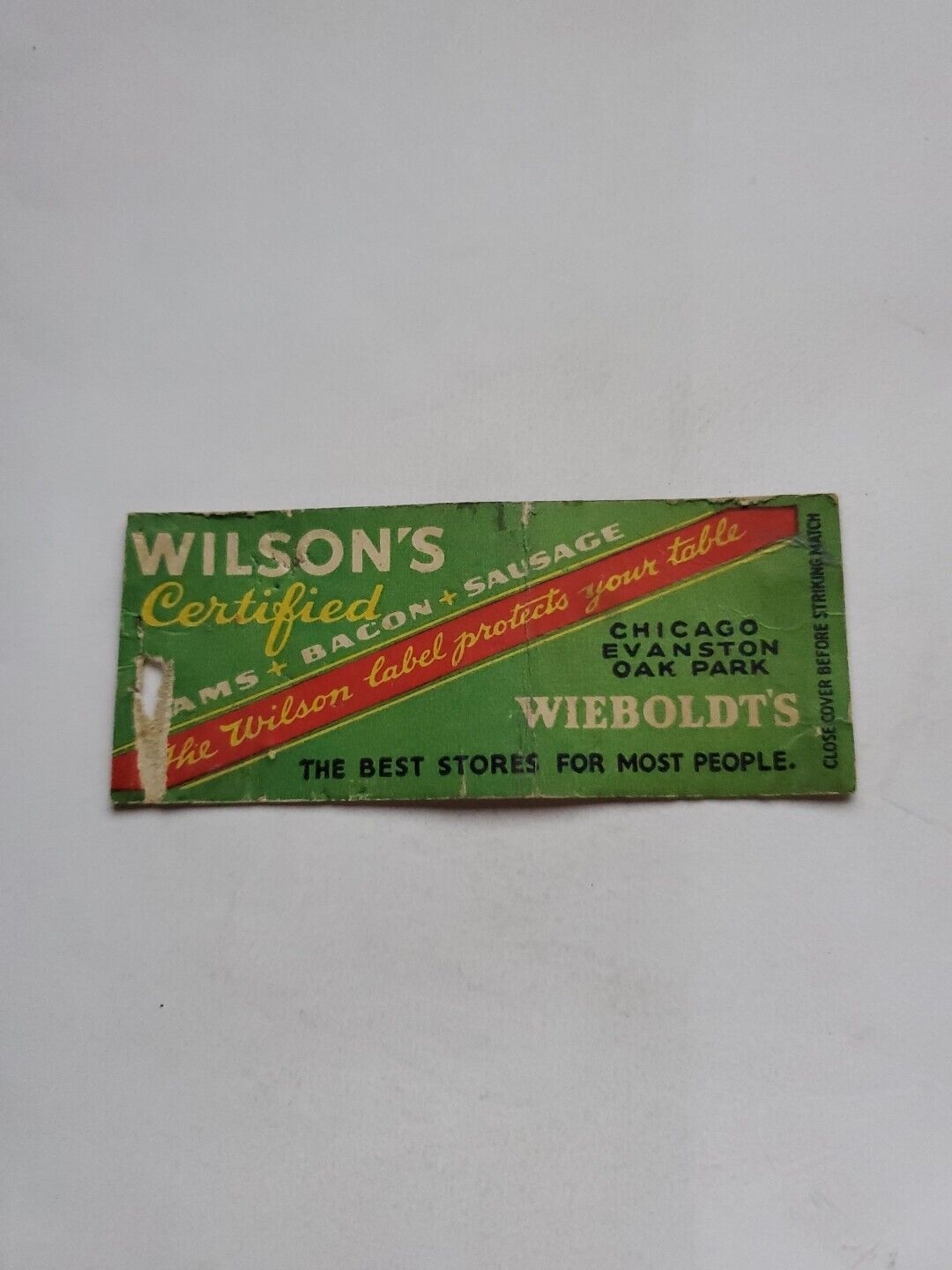 Wilson\'s Pork Prod. Chicago Evanston Oak Park Wiebolt\'s Full Cover Matchbook 