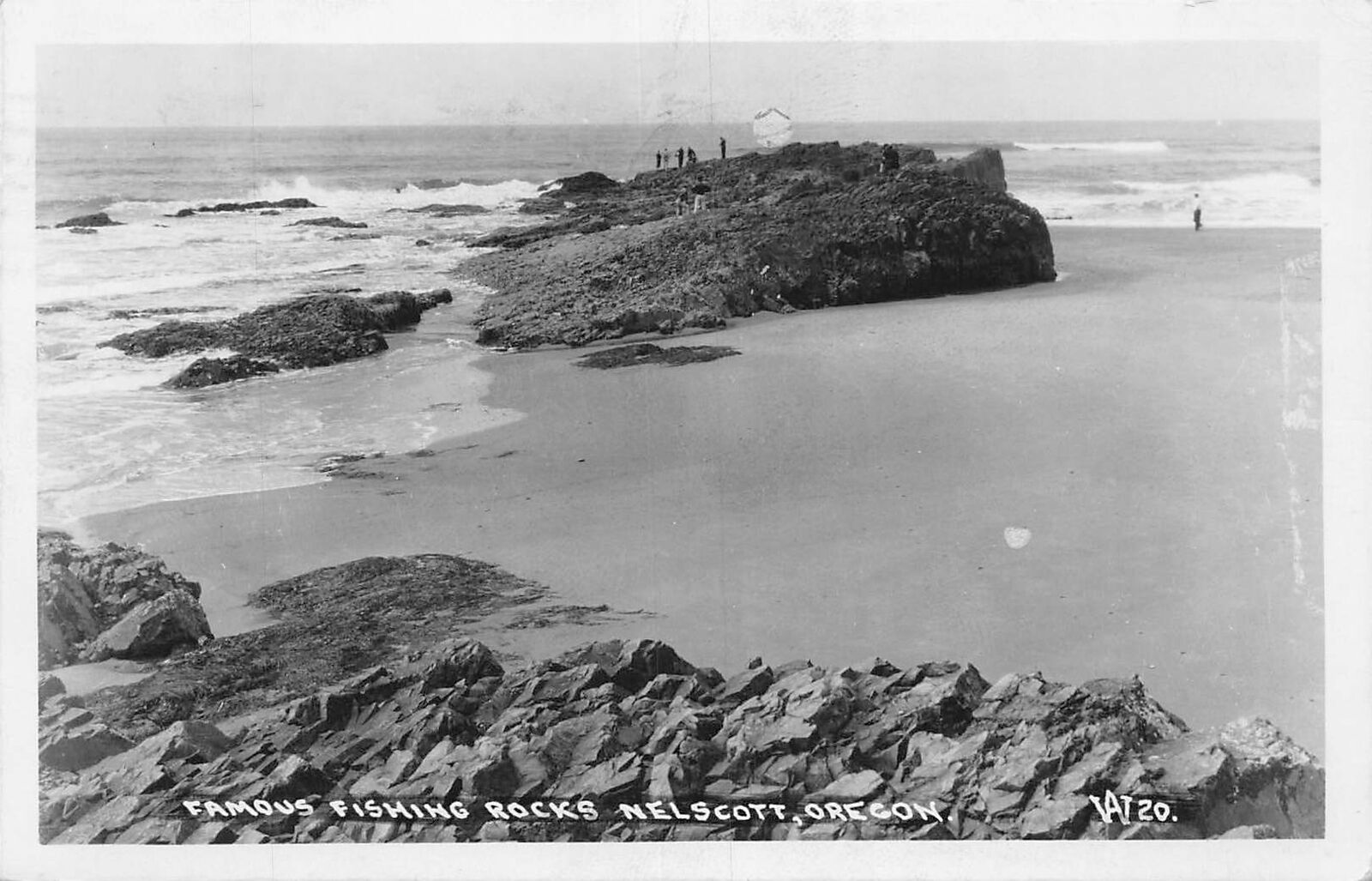 J74/ Nelscott Oregon RPPC Postcard c1940s Famous Fishing Rocks  275
