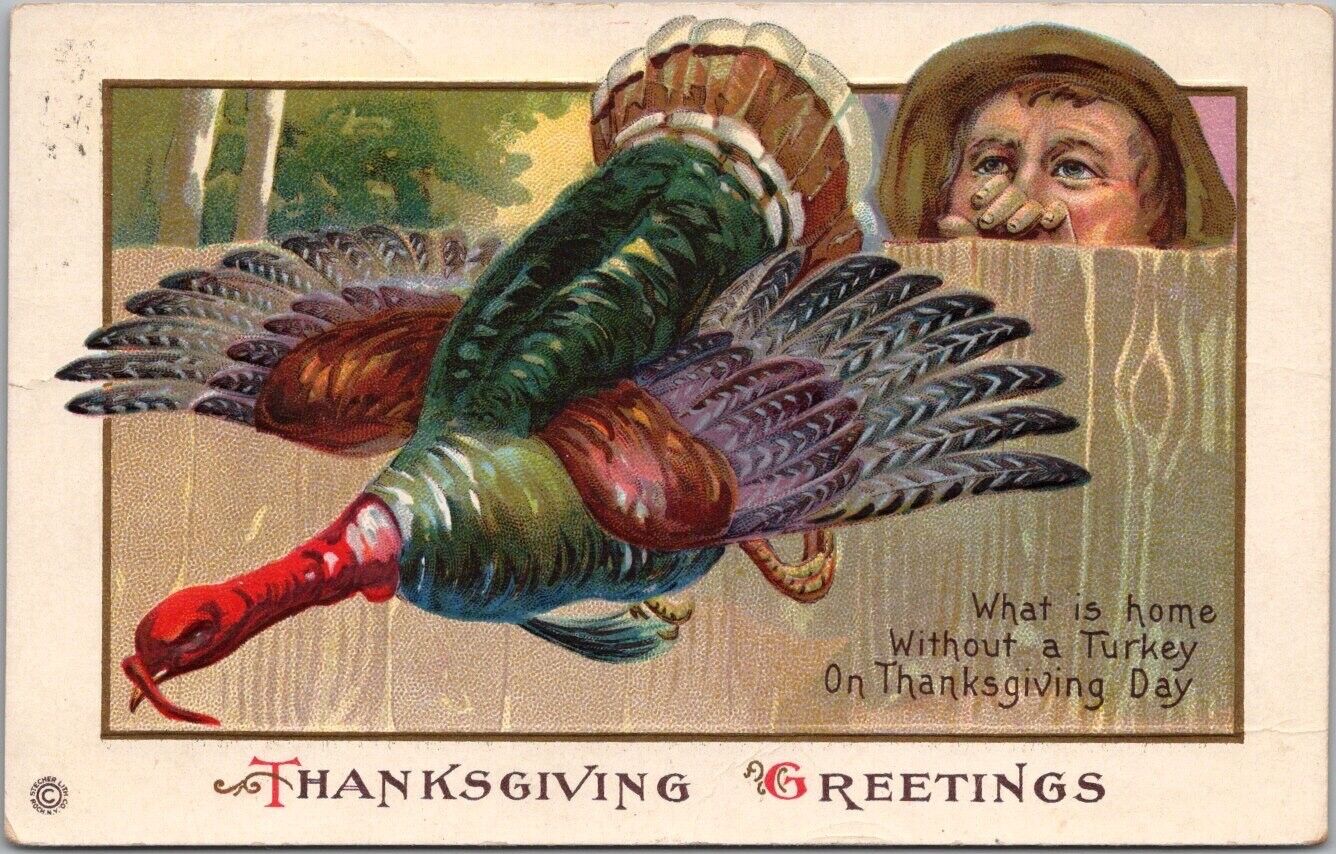 1908 THANKSGIVING Embossed Postcard \