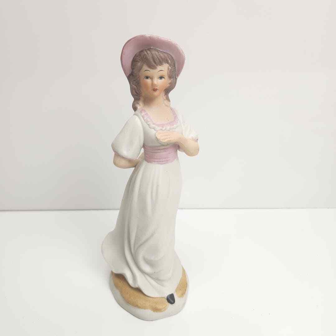 Vintage FBIA Hand Painted Beautiful Young Lady n Summer Dress Porcelain Figurine