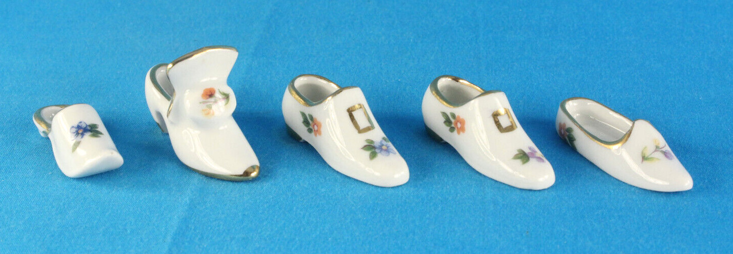Five Tiny Limoges Porcelain Shoes - Group 2