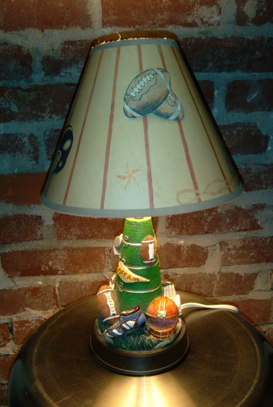 Football Themed Table Lamp  Tested And Working Shade 40 watt 15\