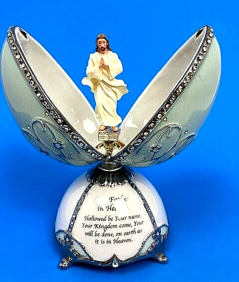 Ardleigh Elliott Journey of Faith The Lords Prayer Jesus Porcelain Music Box Egg