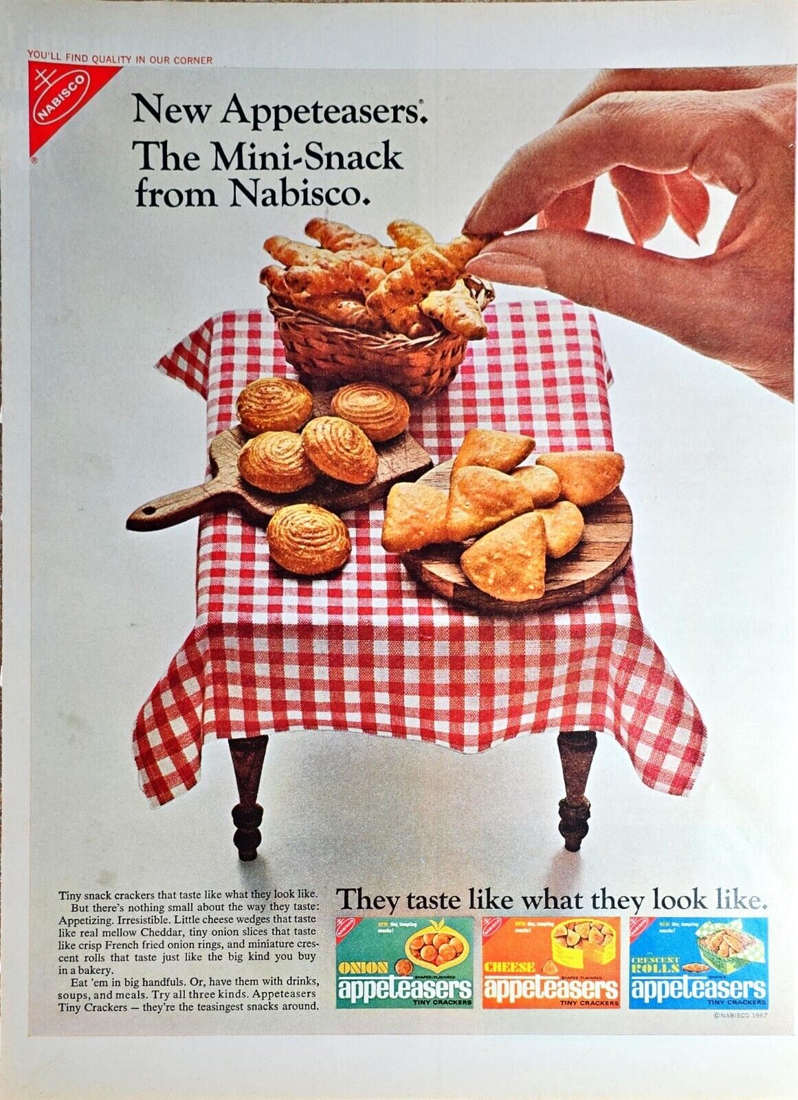 1968 Nabisco Appeteasers Vintage Print Ad-: Mini Snack Life Magazine-VTG