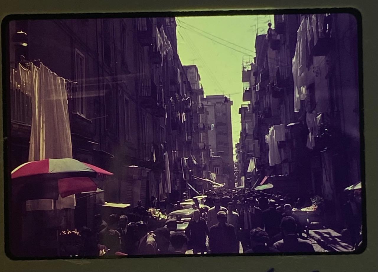 Very Busy Street Scene Naples Italy 1950\'s 1960\'s 2x2 Slide