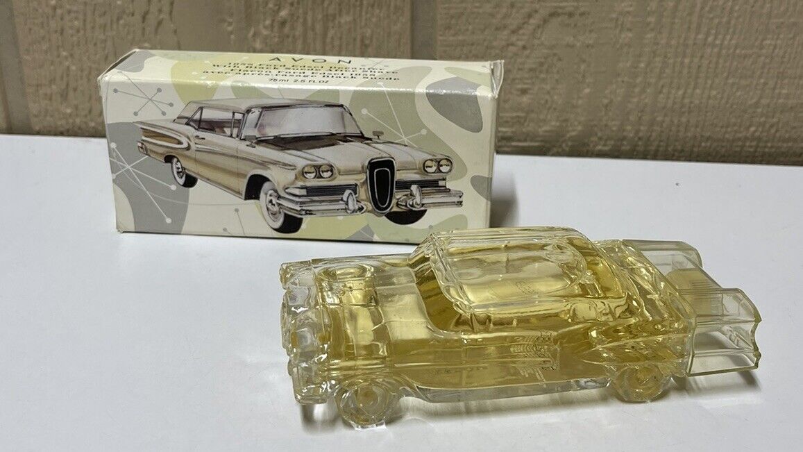 AVON 1958 FORD EDSEL DECANTER with BLACK SUEDE AFTERSHAVE