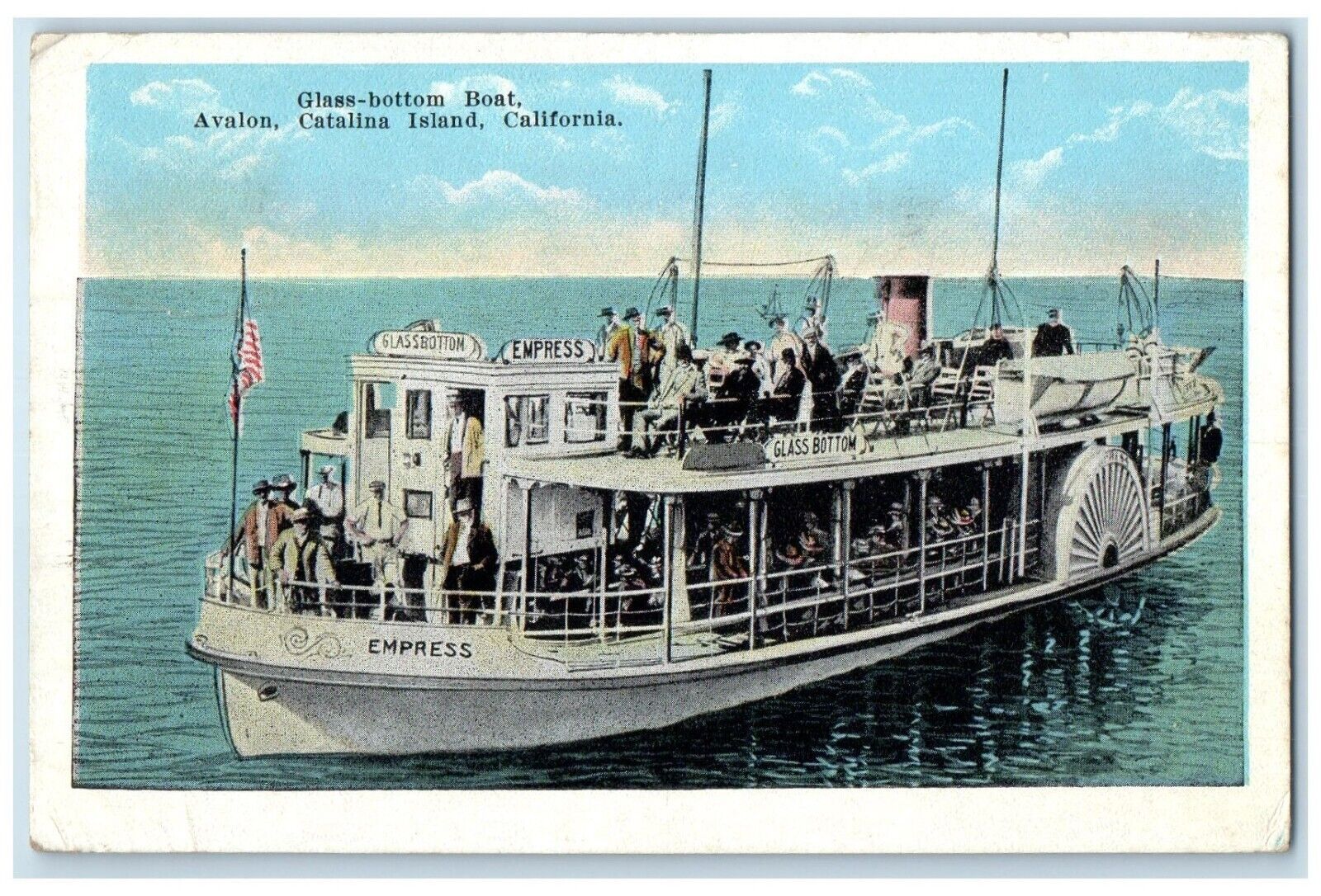 1923 Glass-Bottom Boat Avalon Ferry Steamer Catalina Island California Postcard