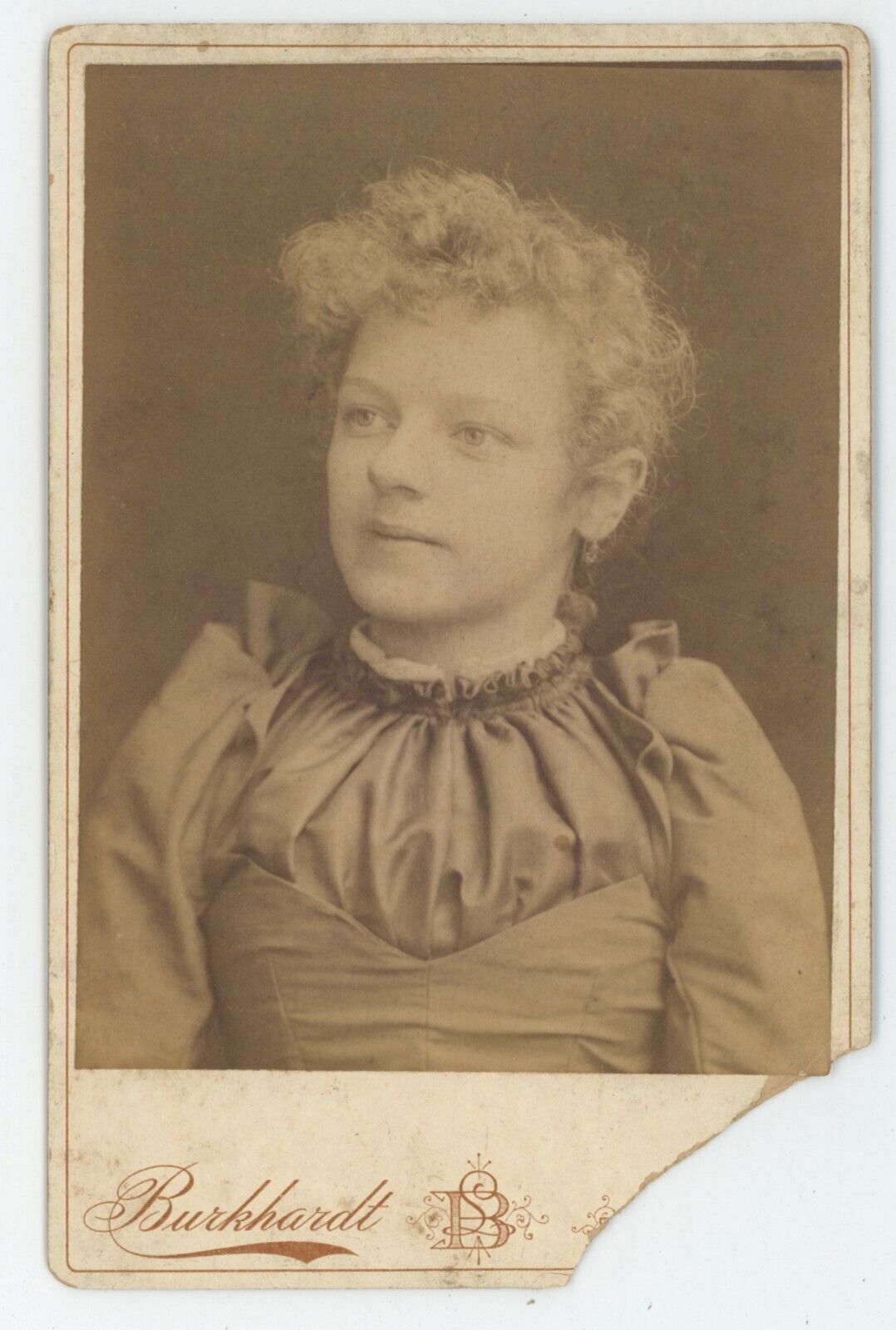 Antique c1880s ID\'d Cabinet Card Beautiful Young Woman Burkhardt Brooklyn, NY