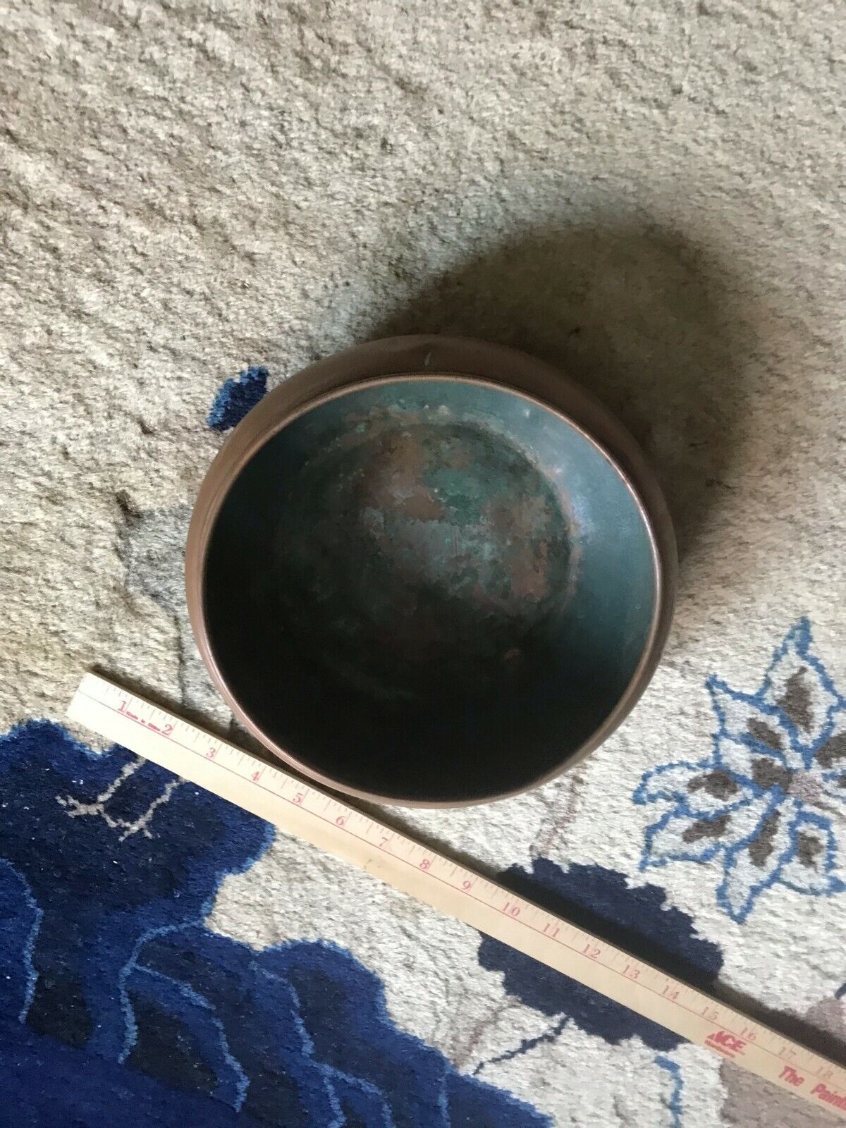 Vintage /Antique Copper Alms Low bowl meditation artifact 9”D