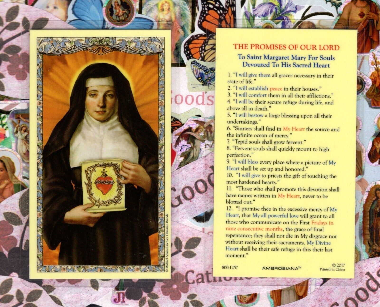 Saint St. Margaret Mary - Promises of Our Lord - Laminated Holy Card 800-1257