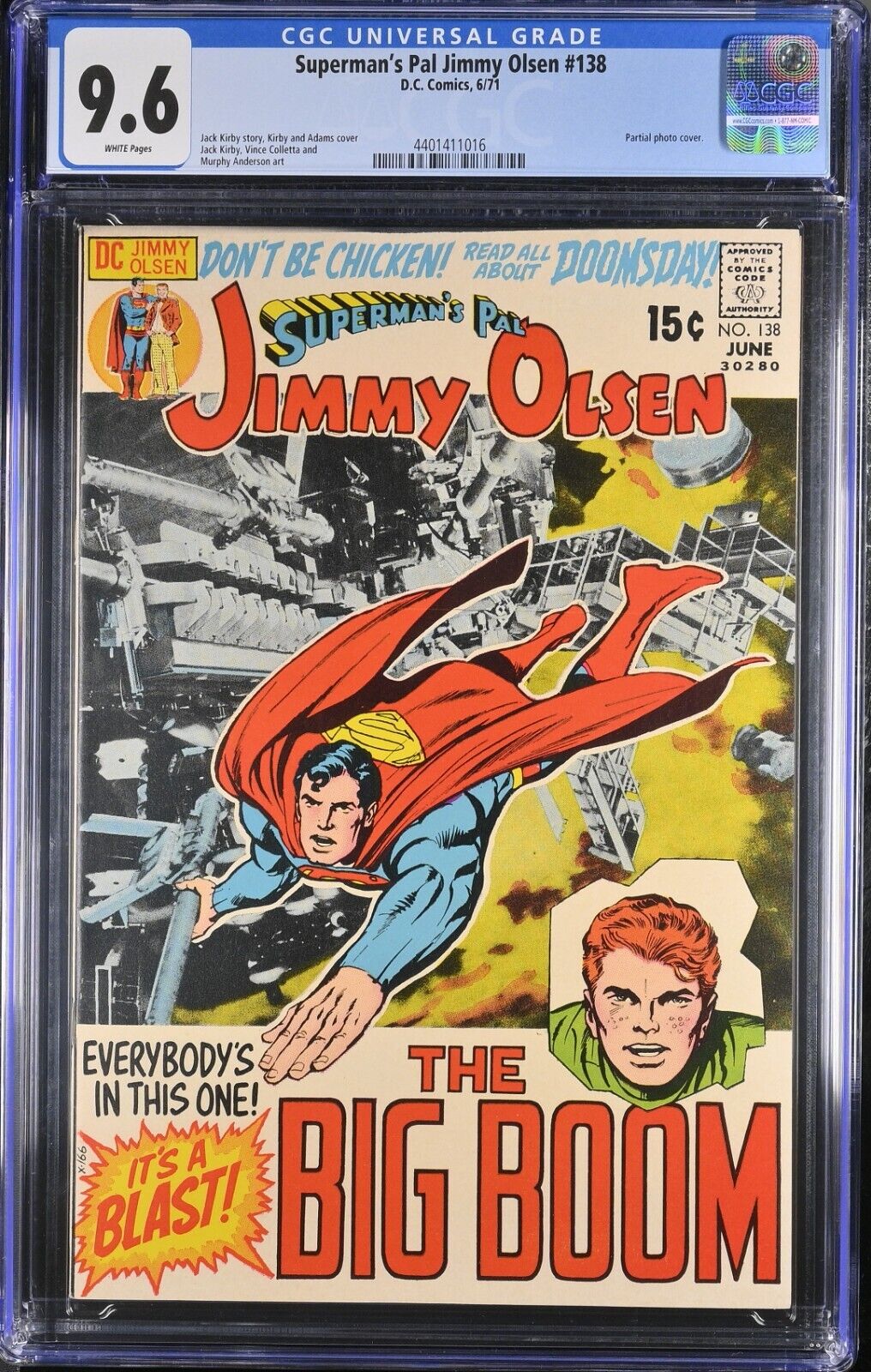 Superman\'s Pal Jimmy Olsen #138 CGC 9.6 (1971) Partial Photo Cover DC Comics