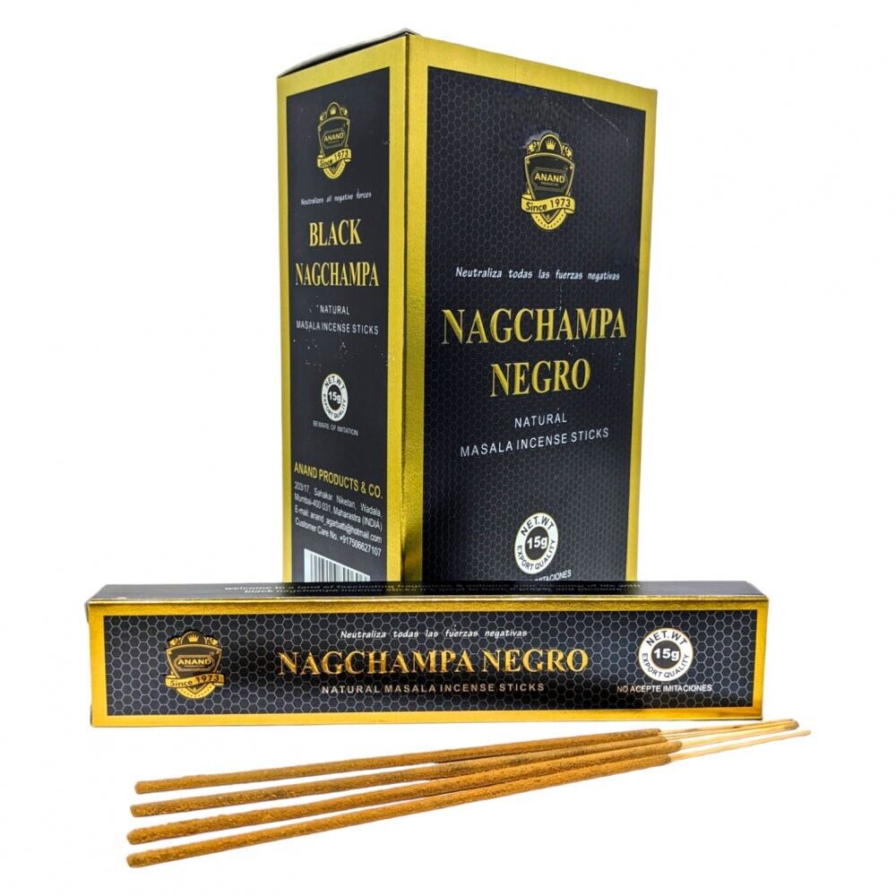 ANAND Natural Masala Black Nag Champa Incense Sticks box for  12 packs 180 grams