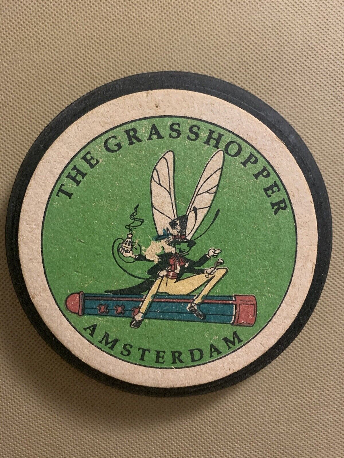 Vintage World Famous The Grasshopper 1990\'s Coaster Amsterdam  Marijuana