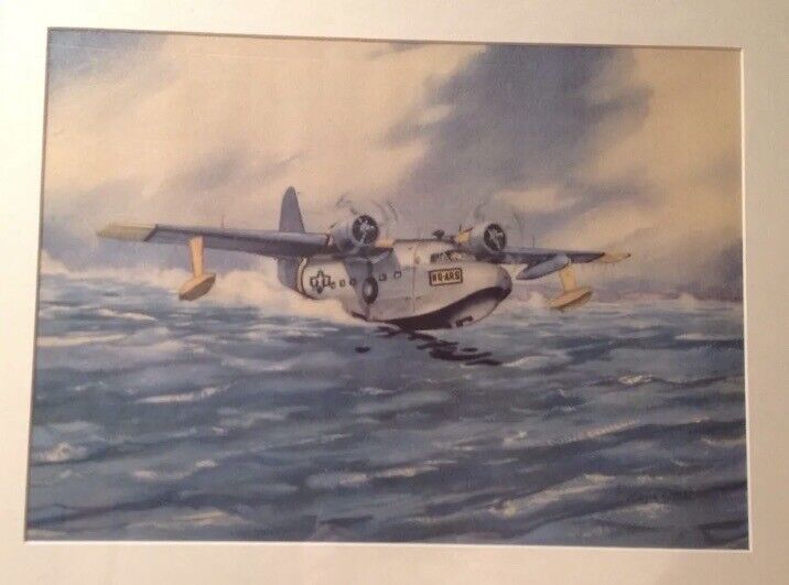 Grumman print Albatross Amphibious Aircraft Plane by Artist Wayne L. Davis 1949