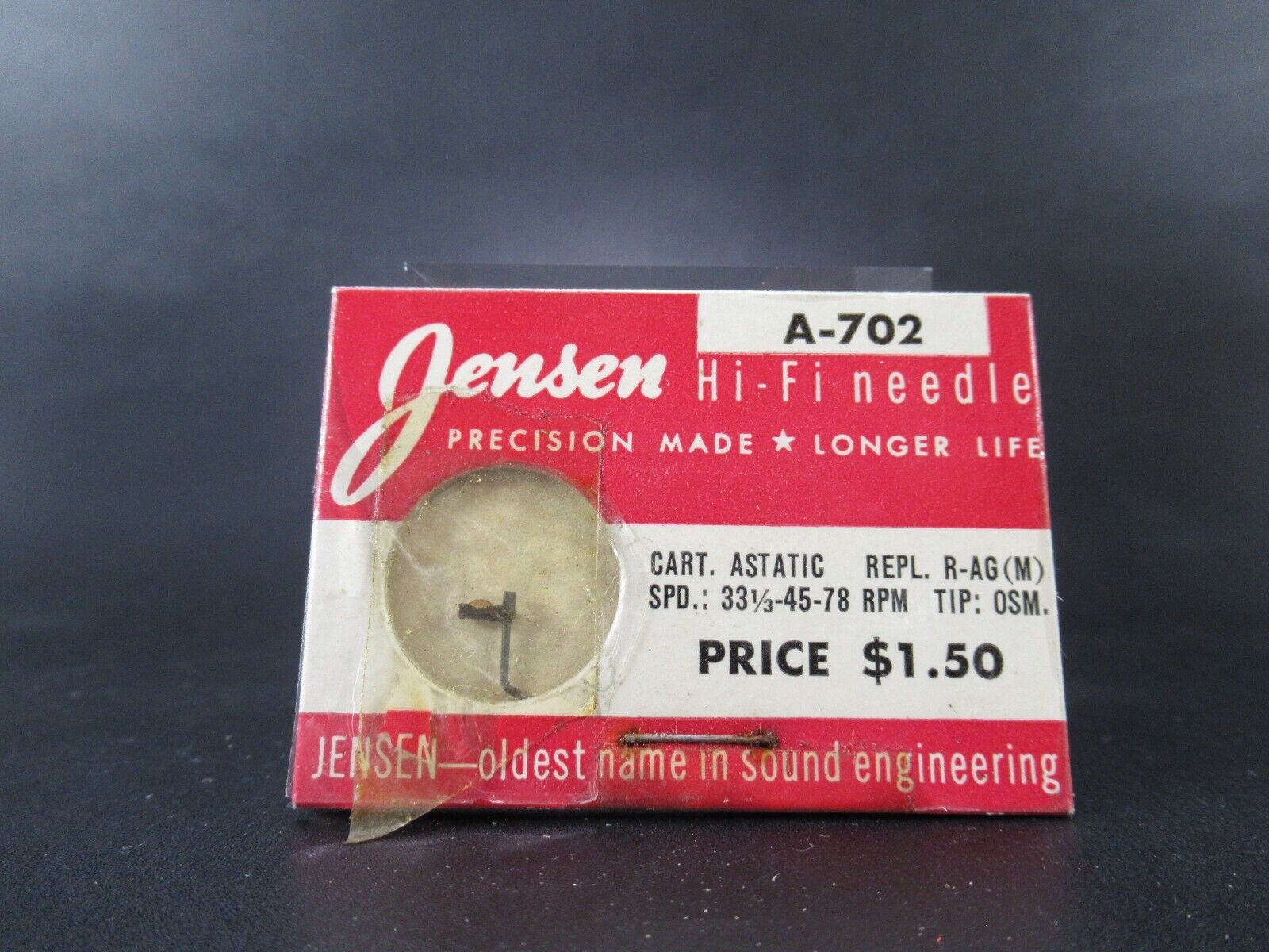 Jensen Phonograph Needle A-702, NEW (HB)