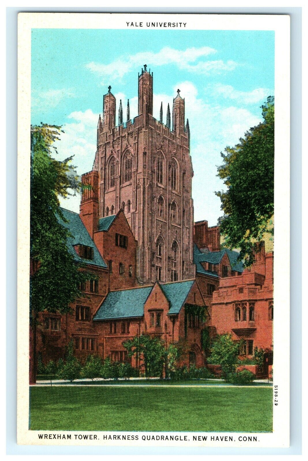 Yale University Wrexham Tower New Haven CT Connecticut Postcard (AJ16)