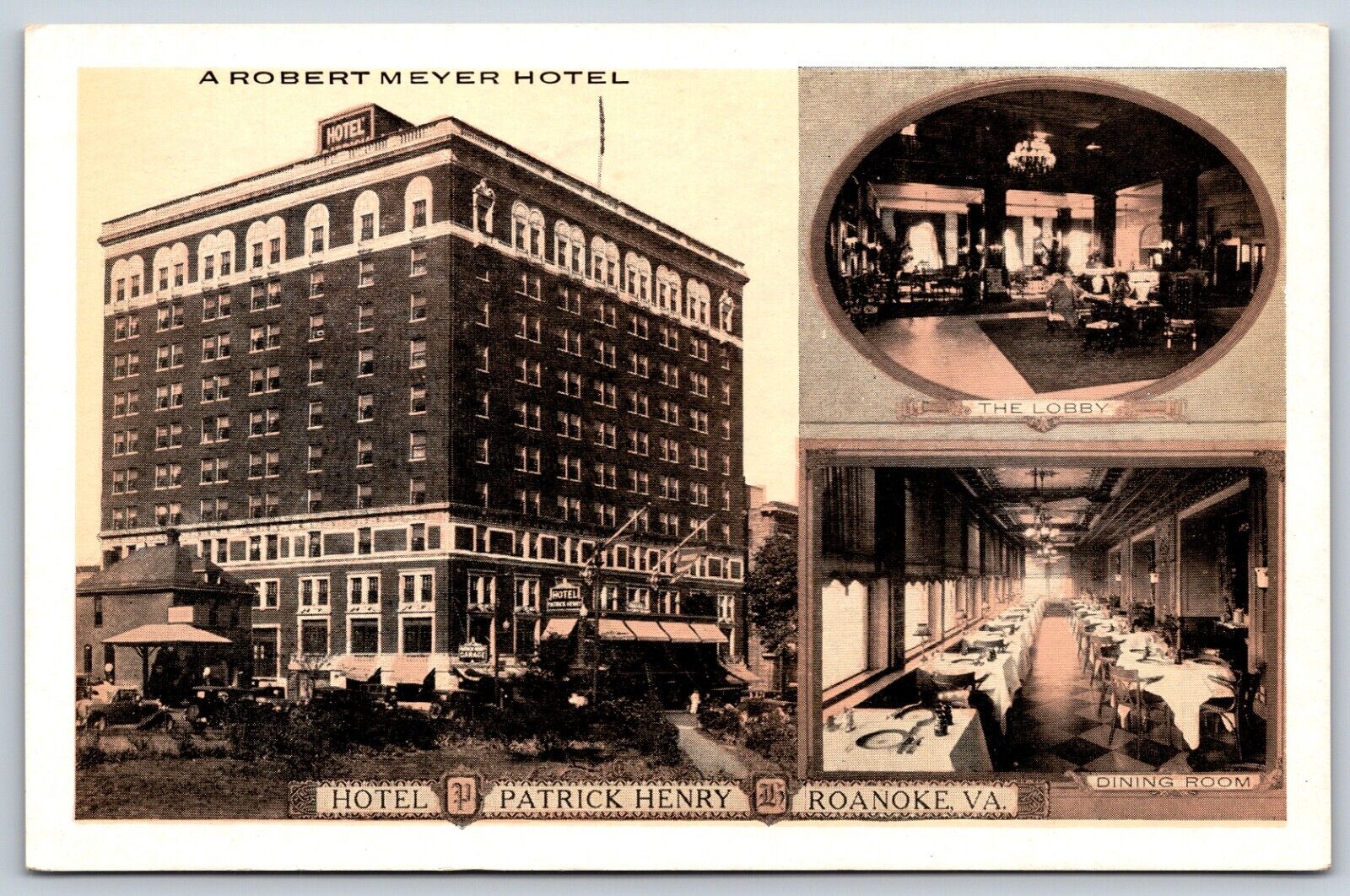 Postcard Hotel Patrick Henry, Multi View, Roanoke Virginia Unposted
