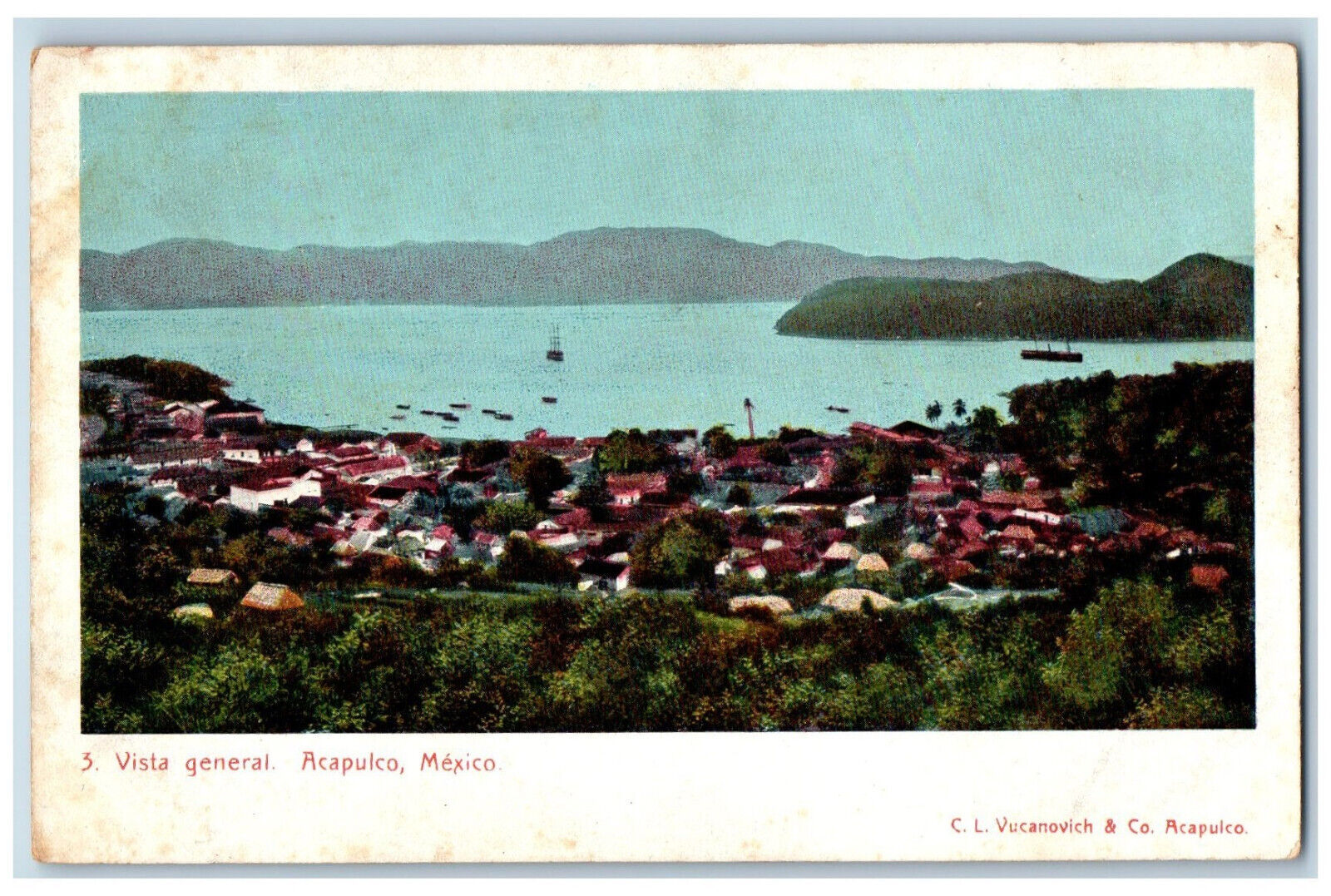 Acapulco Guerrero Mexico Postcard General View c1905 Antique Unposted