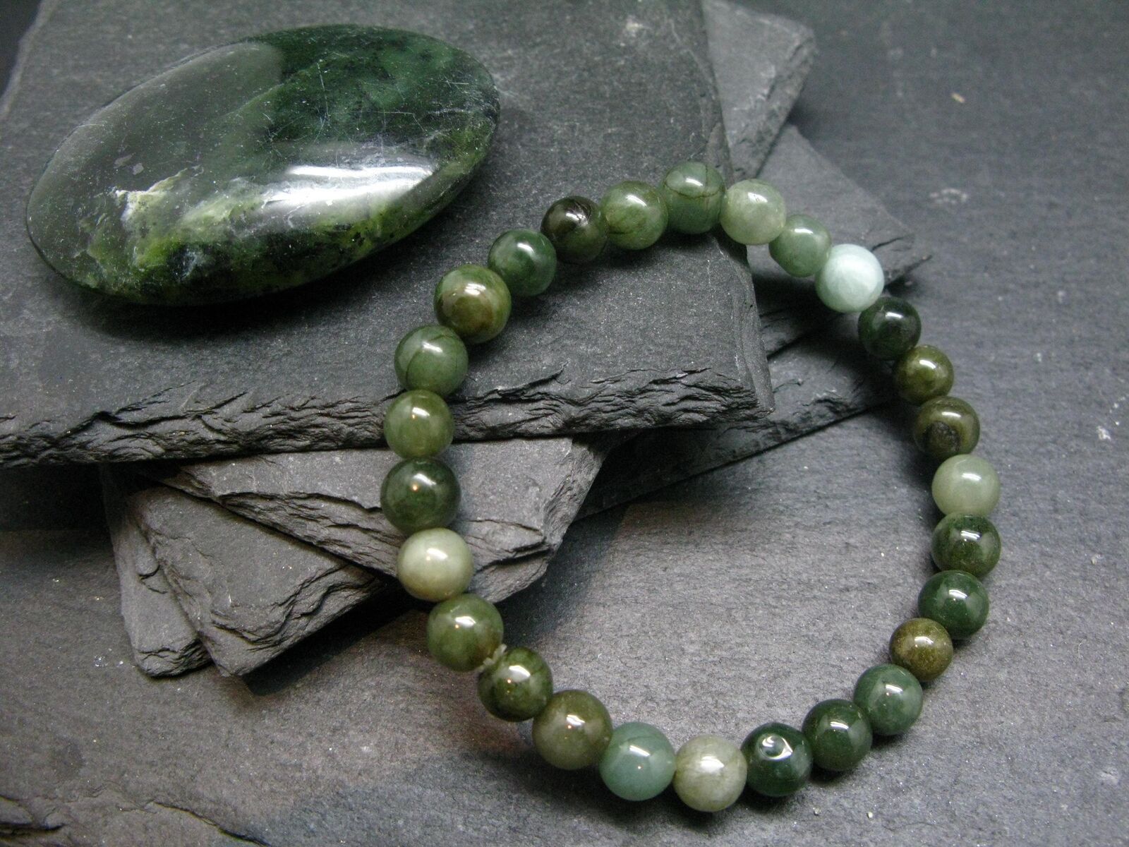 Jade Jadeite Genuine Bracelet ~ 7 Inches ~ 7mm Round Beads