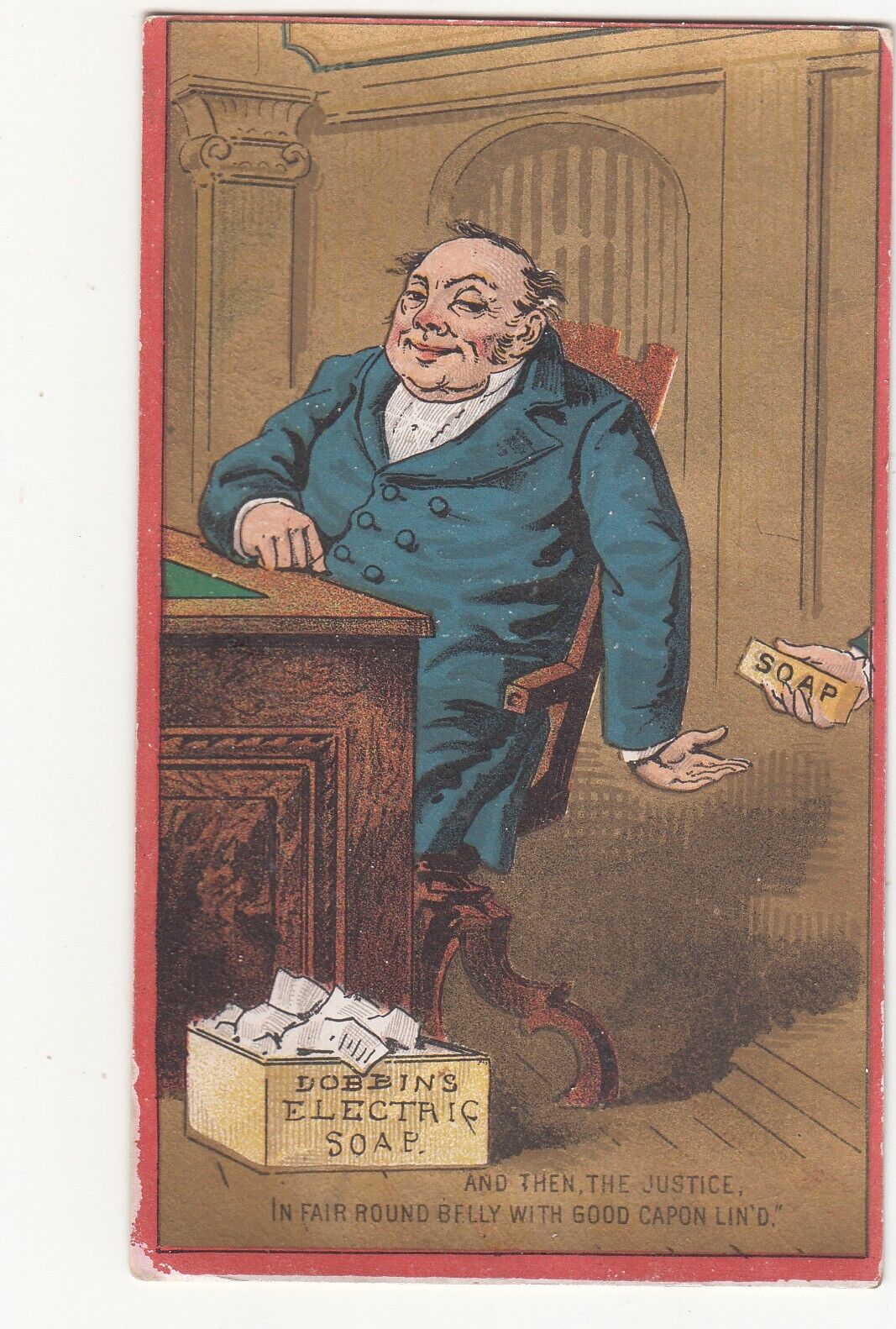 Dobbins Electric Soap Judge at Bench I L Cragin & Co Philadelphia Card c1880s