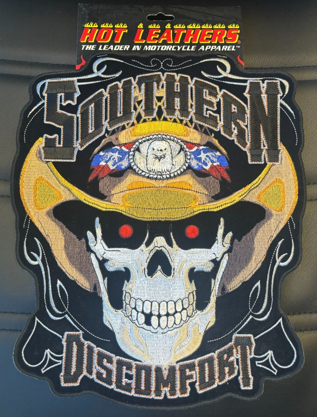SOUTHERN DISCOMFORT COWBOY SKULL LARGE BIKER PATCH IRON ON 12 INCHES