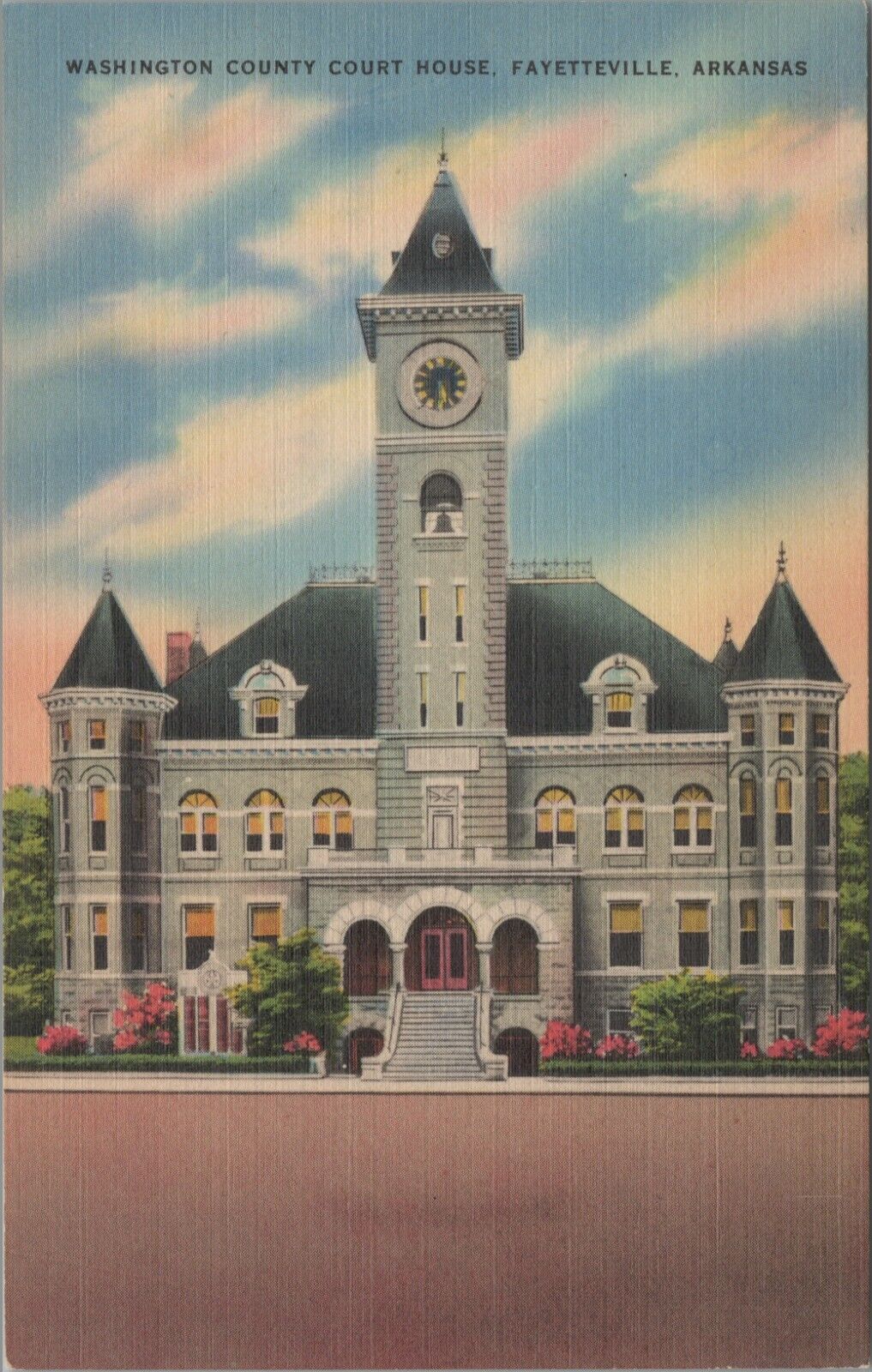Court House Washington County Fayetteville Arkansas exterior c1940s linen E290