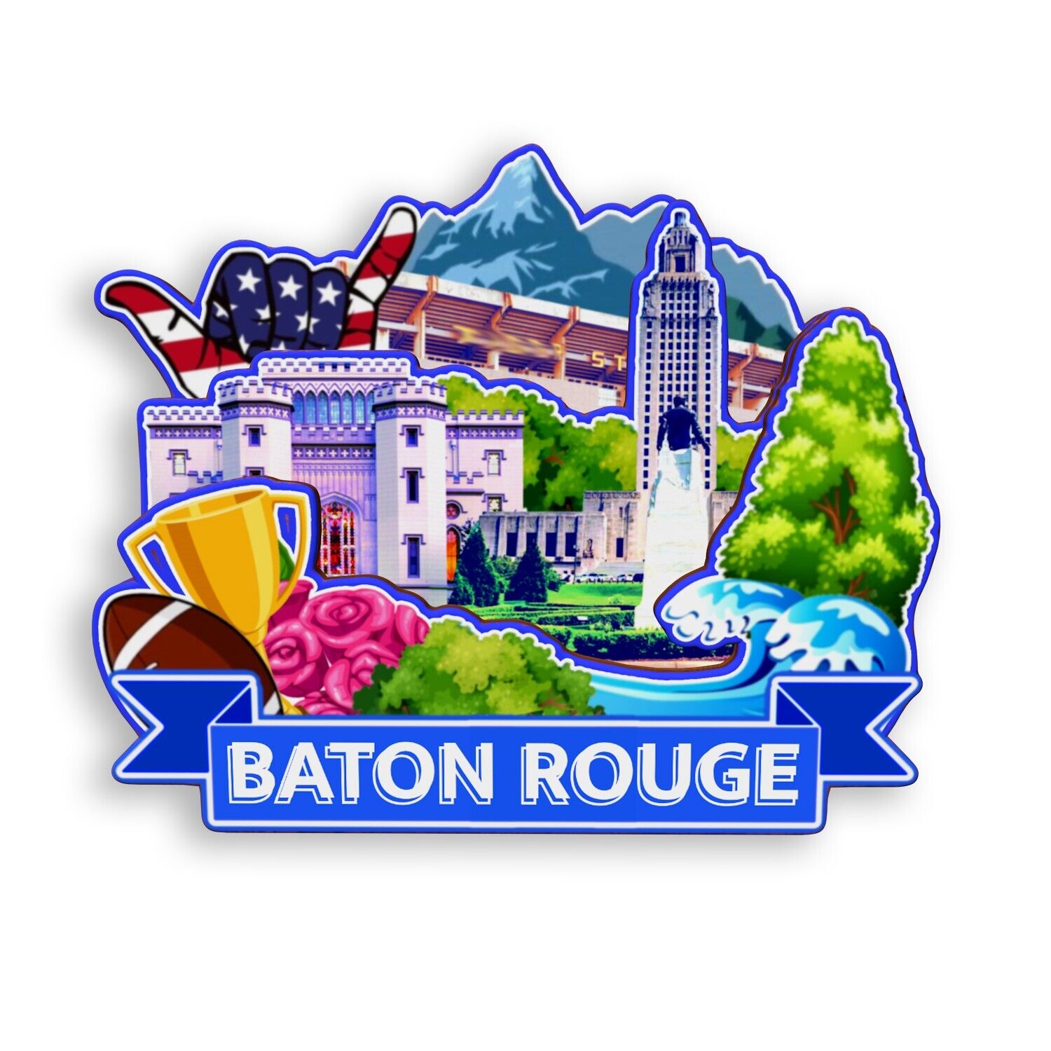 Baton Rouge Louisiana USA Refrigerator magnet 3D travel souvenirs wood gifts