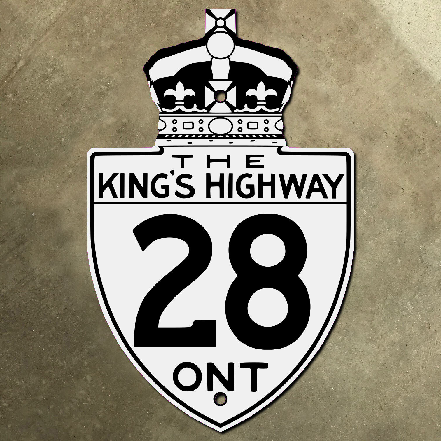 Ontario King\'s Highway 28 route marker road sign Canada 1930s Peterborough