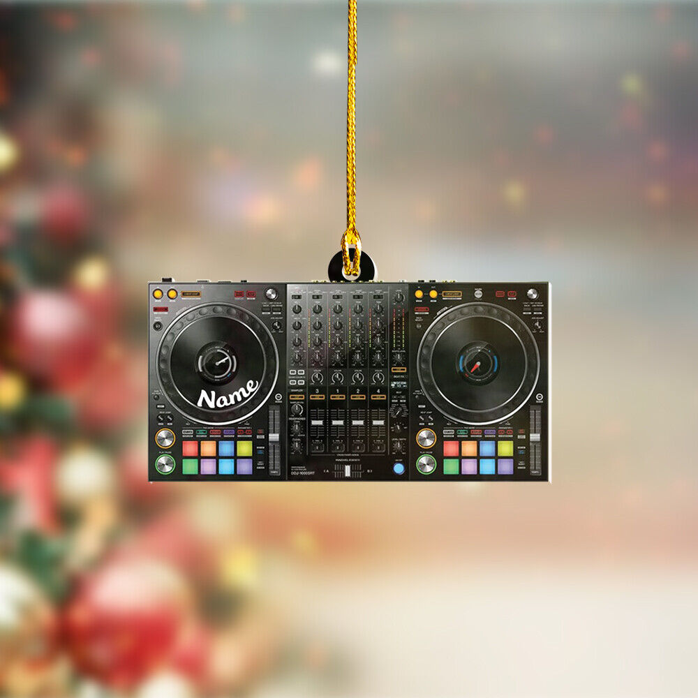 DJ Table Christmas Ornament, Personalized Custom Name Dj Mixer Ornament, Gift