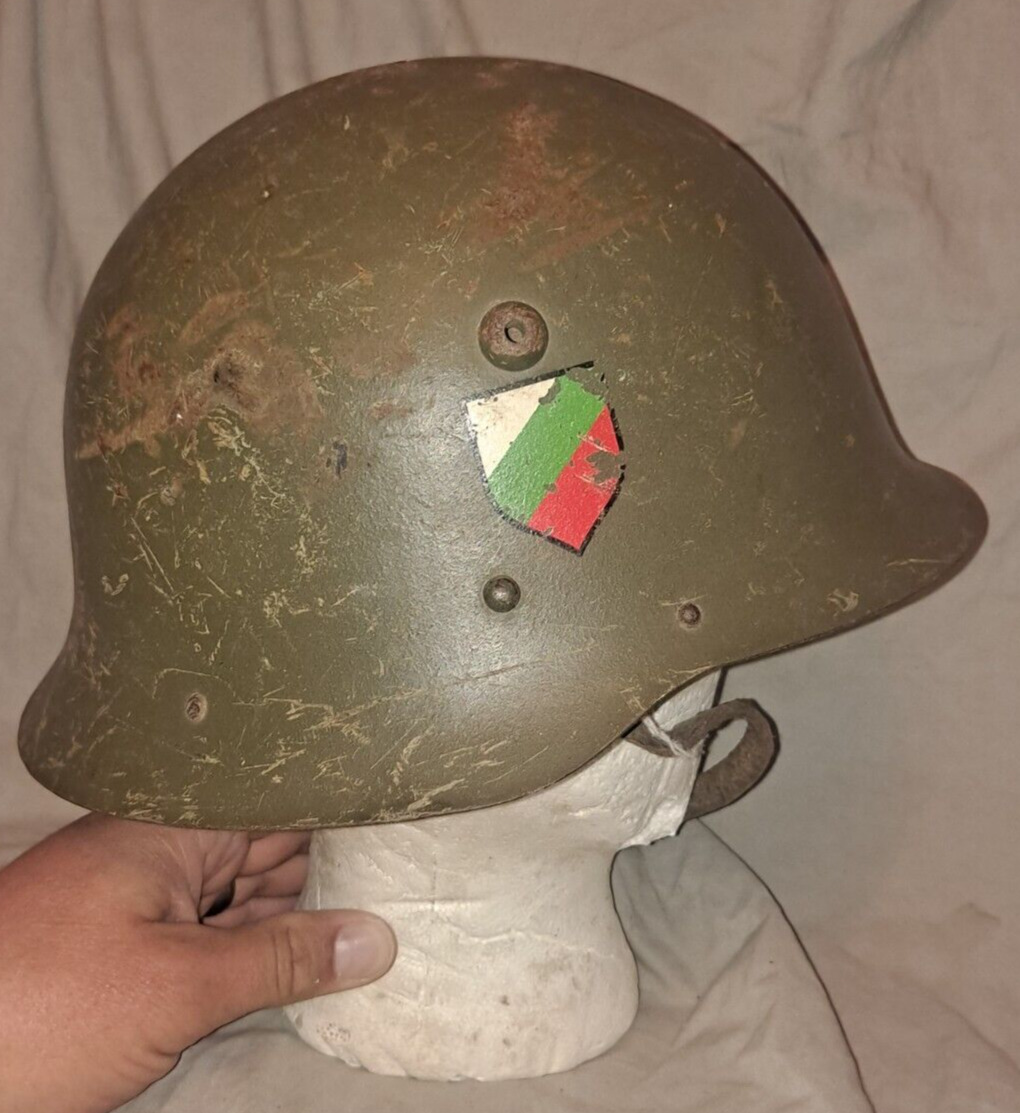 Bulgarian M36 A Helmet & liner Axis WWII traces of decal