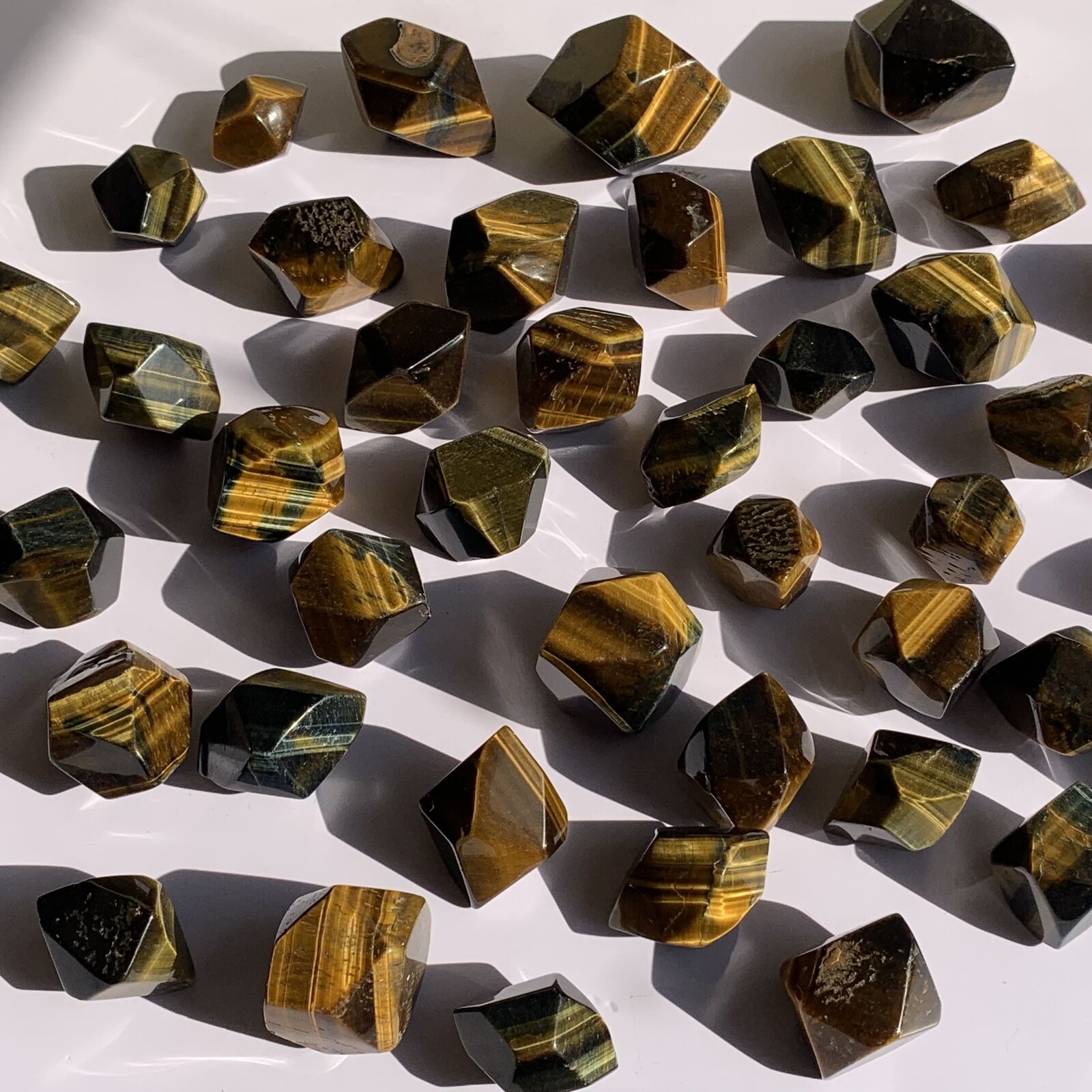 4.4LB Nature tiger\'s-eye Quartz Crystal Polytope Mineral point Healing 45PCS+