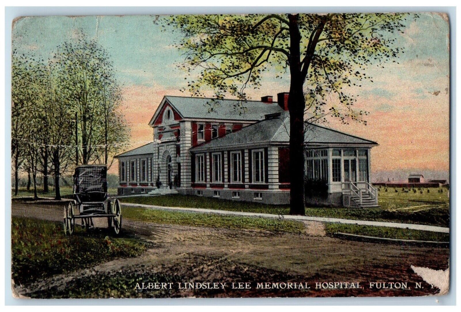1911 Albert Lindsley Lee Memorial Hospital Exterior Fulton New York NY Postcard