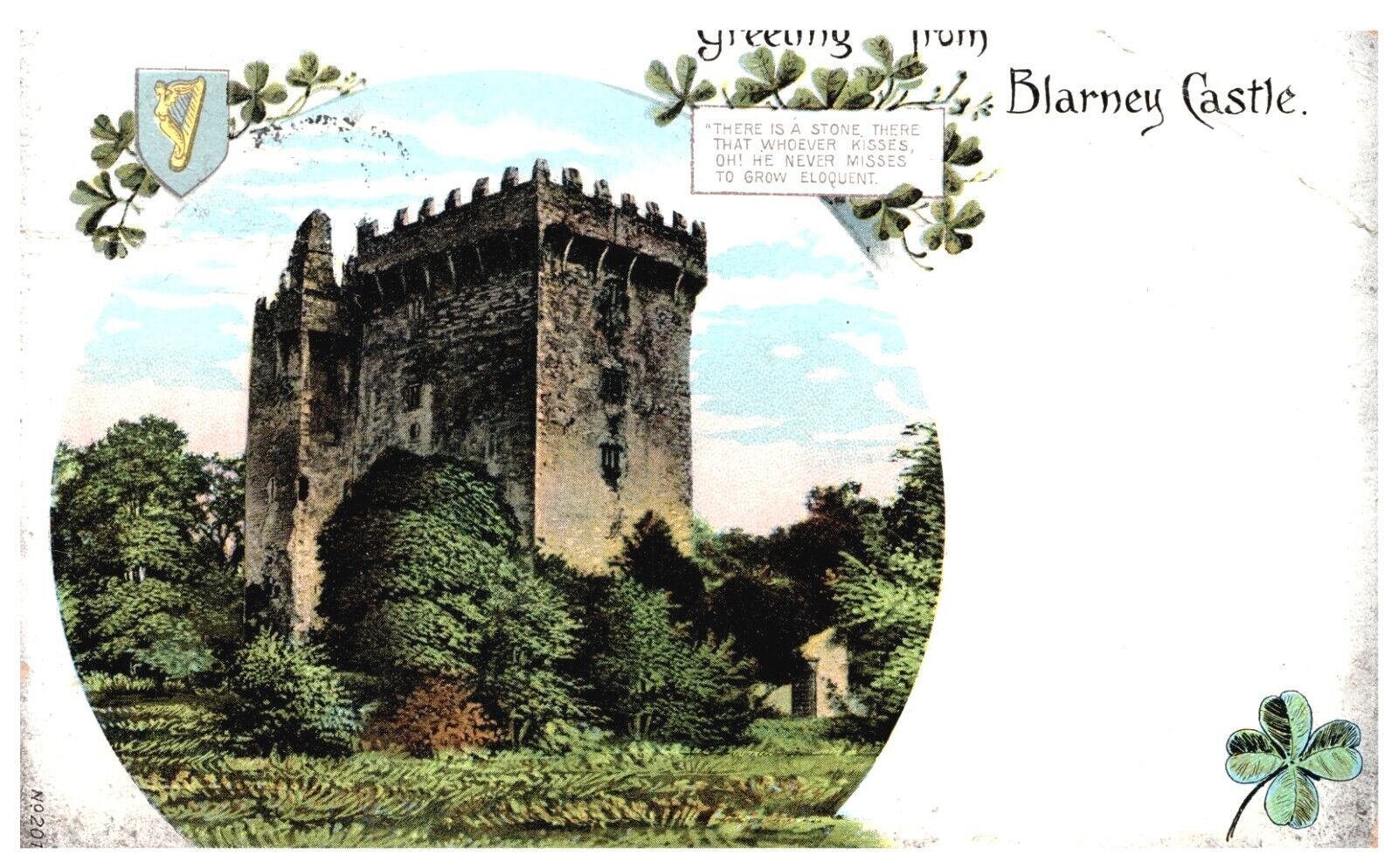 GREETINGS FROM BLARNEY CASTLE,IRELAND.VTG EARLY POSTCARD*A28