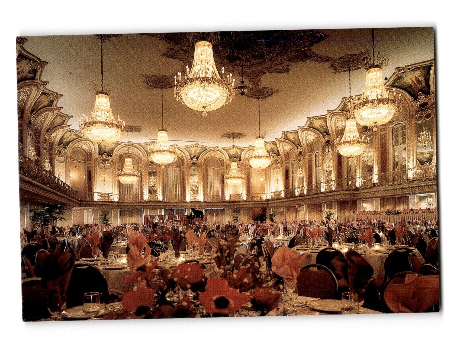 The Grand Ballroom at Chicago Hilton Vintage Interior VINTAGE CHROME POSTCARD