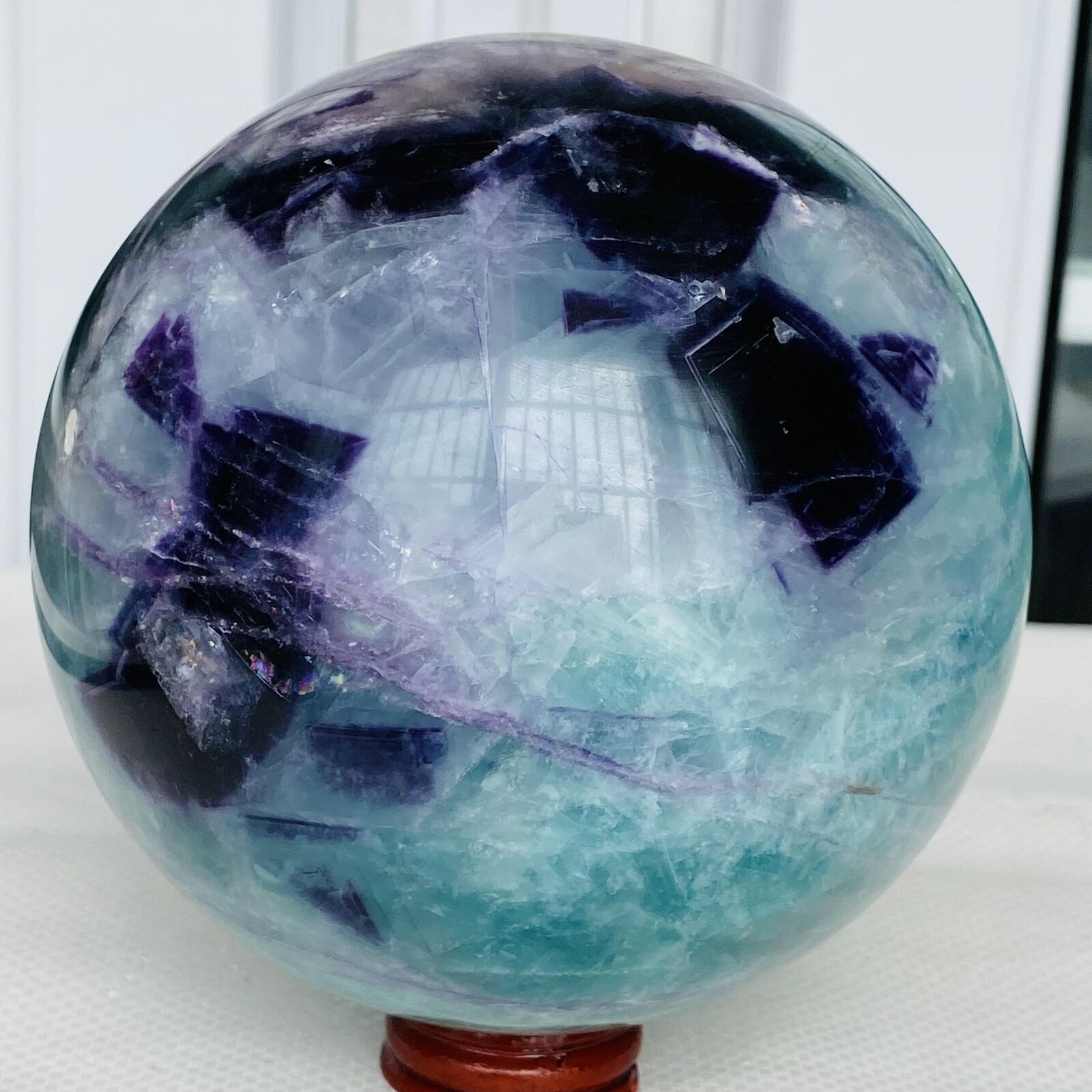 3220G Natural Fluorite ball Colorful Quartz Crystal Gemstone Healing