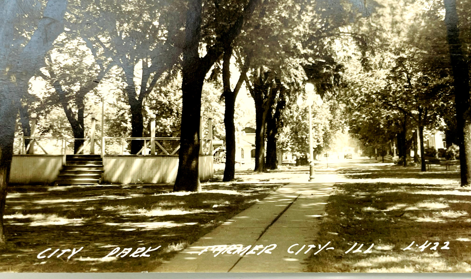 FARMER CITY ILLINOIS 1946 Original B&W Photo Postcard Unposted CITY PARK RPPC
