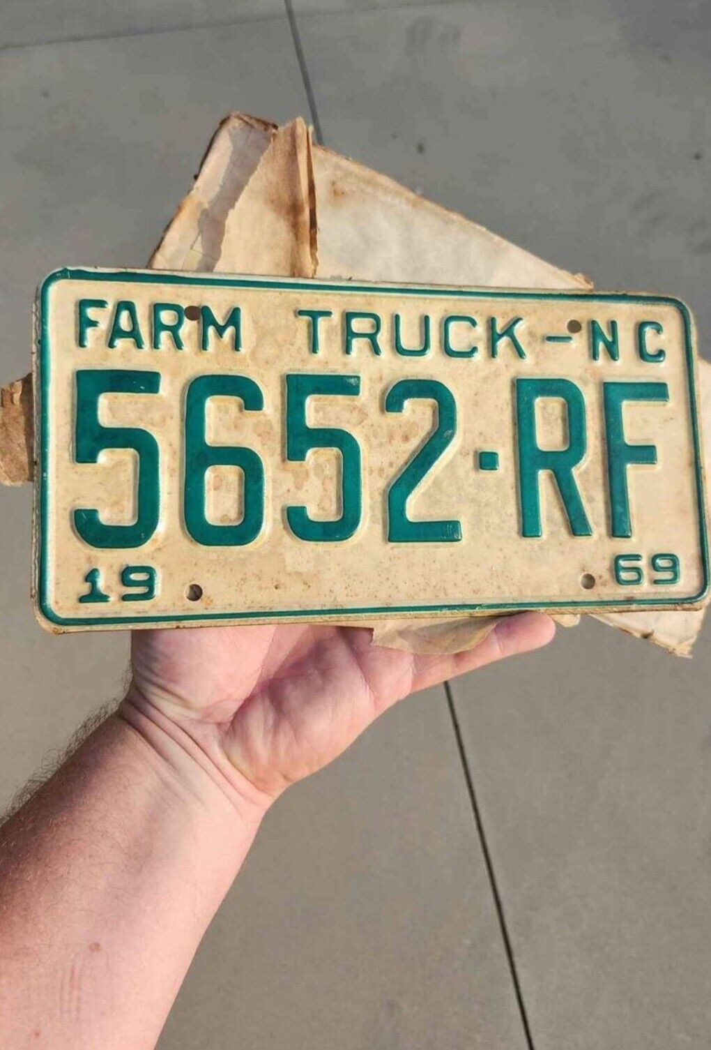 1969 North Carolina Farm Truck License Plate very good