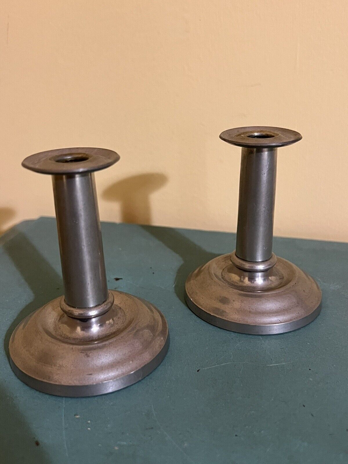 Vintage PAIR Williamsburg STIEFF Pewter Candlestick Holder, 3 Inches Tall