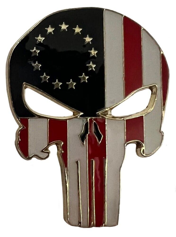 Pack of 50 Betsy Ross Skull Vintage Motorcycle Hat Cap lapel Pin