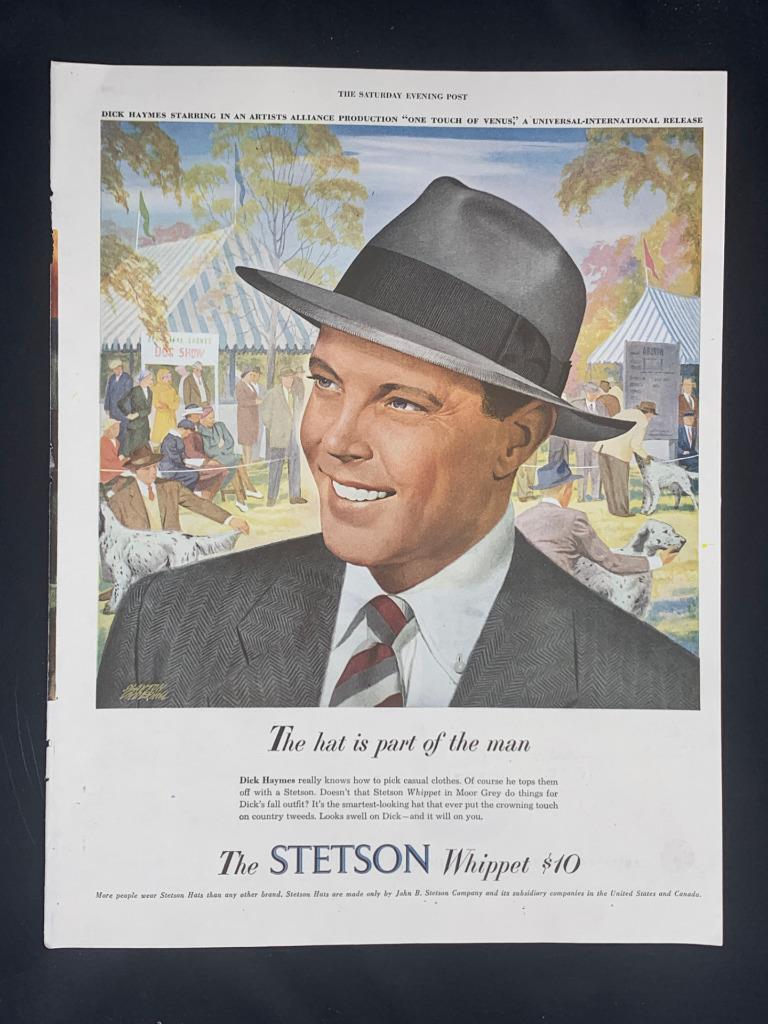 Magazine Ad* - 1948 - Stetson Hats - Whippet - Dick Haymes
