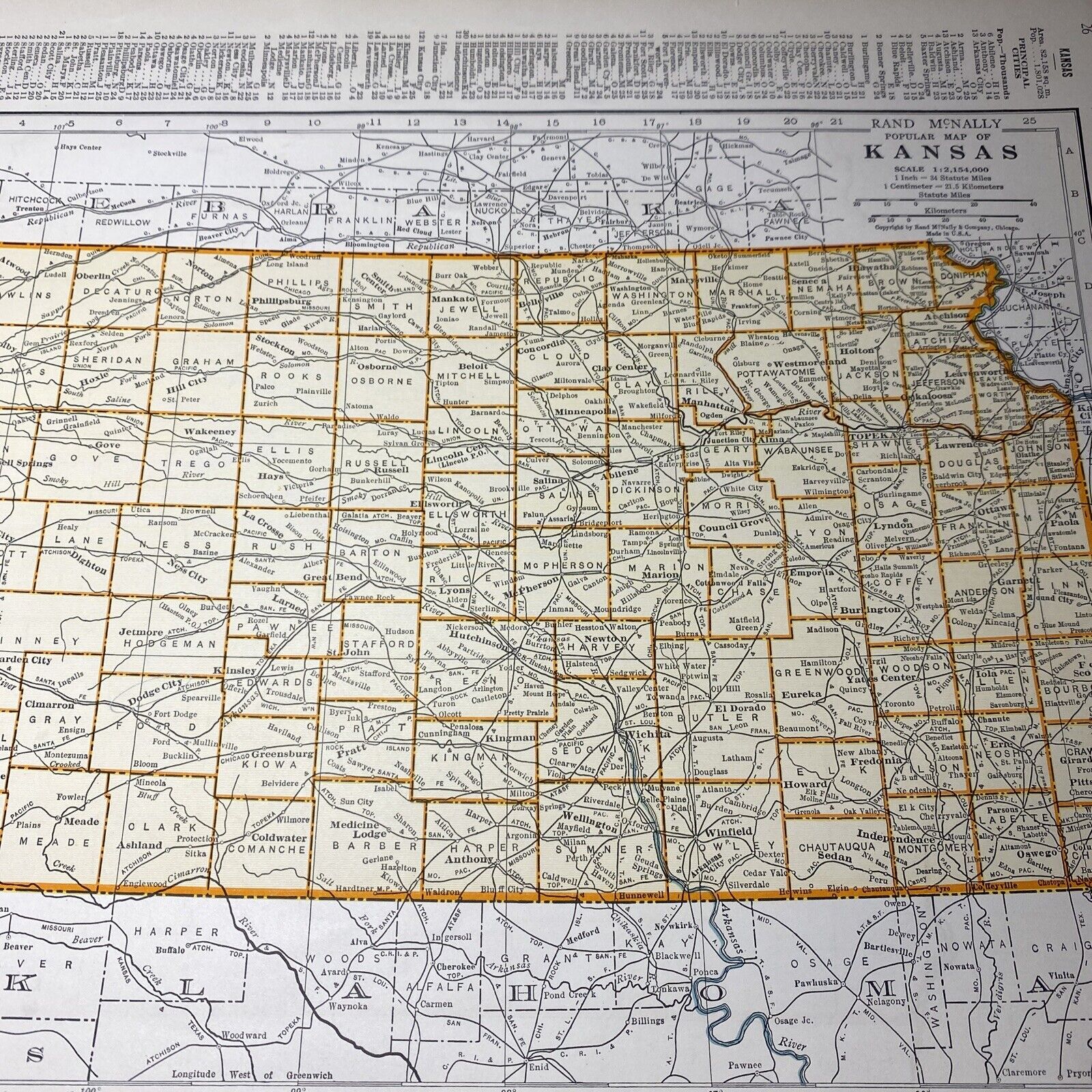 1940\'s Kansas atlas Map Vintage before end of WW2