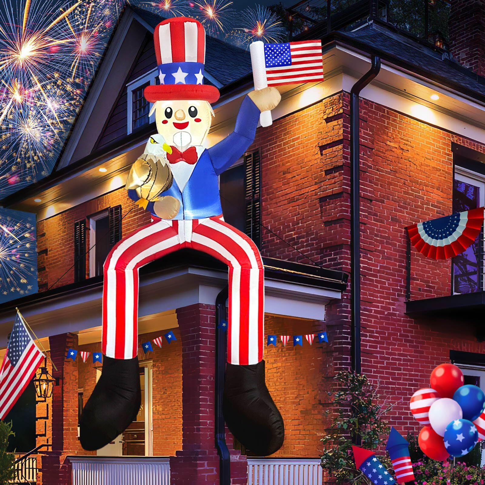 OurWarm 8FT Patriotic Independence Day 4th of July Inflatables Outdoor Decora...