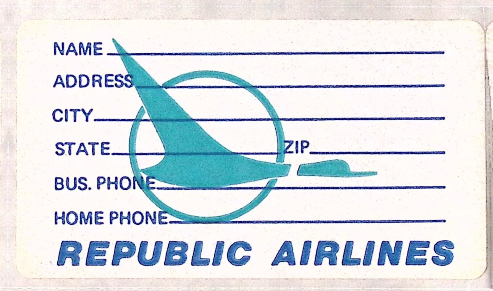 Vintage Republic Airlines Baggage ID Sticker Luggage Label 3.5\