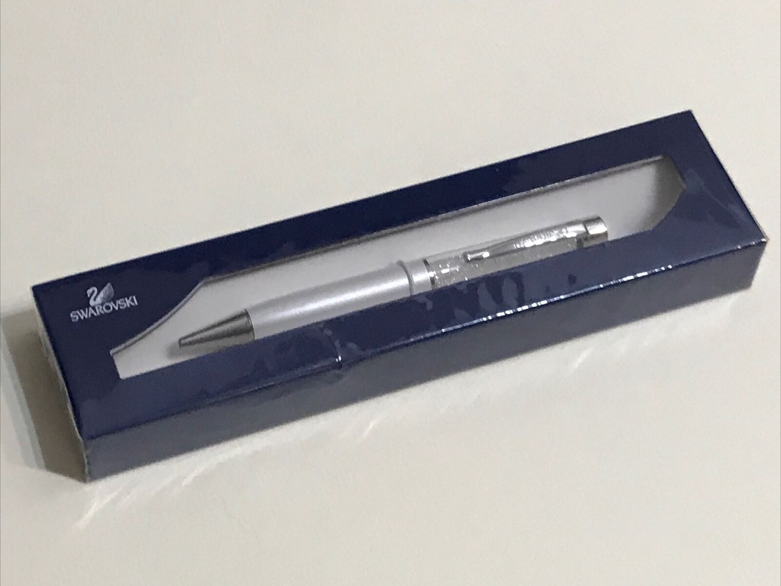 Swarovski Crystalline Ballpoint Pen, White Pearl (1053537) Mint In Box.